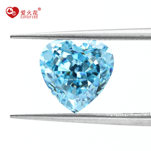 Baru datang 5A + kualitas tinggi 4K menghancurkan es potong bentuk hati kubik zirkonia 4*4mm-15*15mm langit warna biru mesin potong batu zirkon - Product Image 1