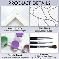 Kit de Peinture Acrylique DIY en Gros, Style Animaux de Dessin Animé, Kits de Peinture par Numéros pour Enfants et Adultes, Cadre en Bois Écologique 20x20cm