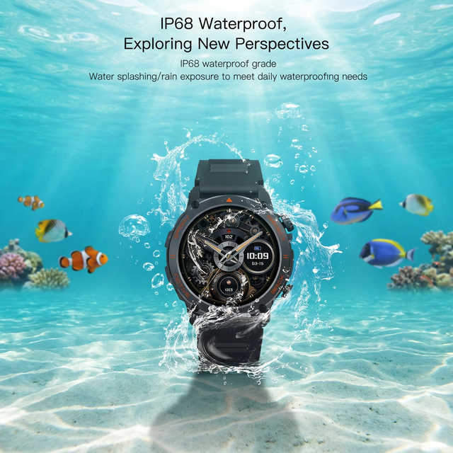 DF56 High Quality Men's IP68 Waterproof Watch Round Business Sports Fitness Testing Smart Watch Long Standby