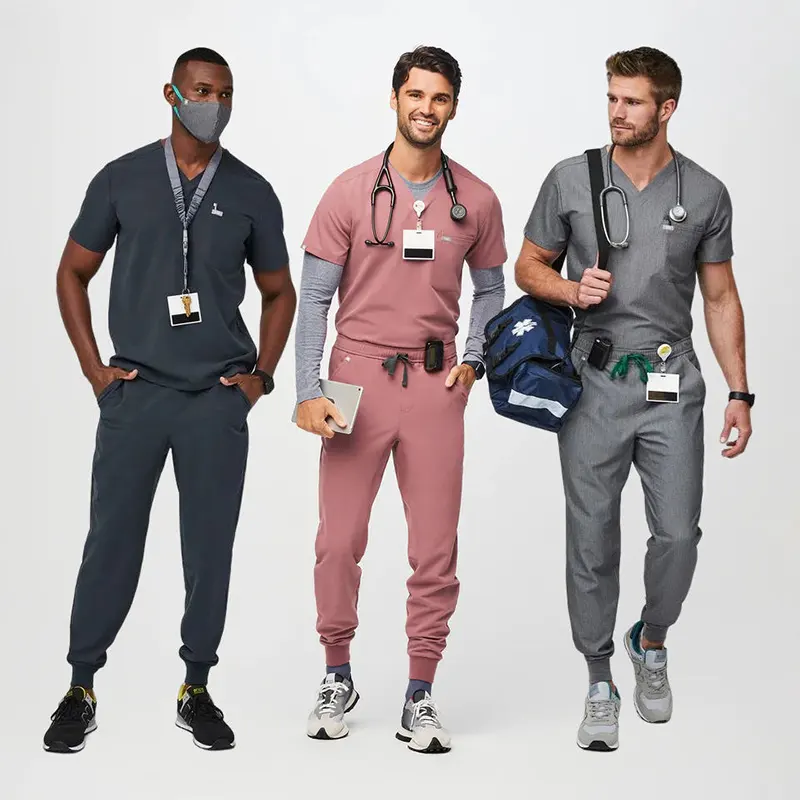 v neck unisex vendors doctor scrub fabric hospital uniform jogger pant men medical scrubs uniforms sets for men