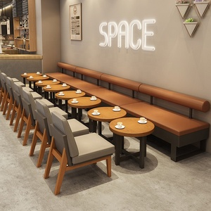 Juego de Mesa <span class=keywords><strong>y</strong></span> Sillas de Madera Maciza con Estructura Metálica de Diseño Nórdico Moderno, Personalizable, para Restaurantes, Cafeterías <span class=keywords><strong>y</strong></span> Tiendas de Té con Leche - Product Image 5