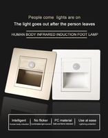 Applique Murale Carrée LED AC85-265V Intelligente à Détecteur de Mouvement PIR Encastrée pour Escalier et Jardin