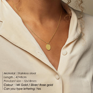 Collier minimaliste en acier inoxydable <span class=keywords><strong>316L</strong></span> 18mm x 12mm avec pendentif ovale papillon - Product Image 4