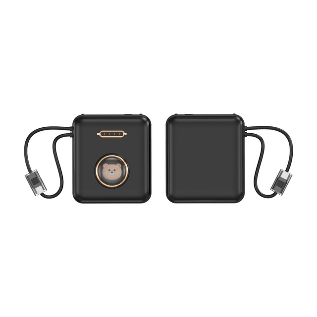 Hot Selling Portable Mini Cute Cartoon Built-in Dual Cable Power Bank 5000mAh/10000mAh Travel Phone Charger with LED Light
