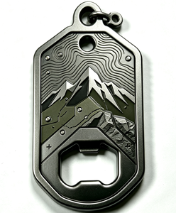 <b>Custom</b> Metal <b>Dog</b> <b>Tag</b> Key Chain Bottle Opener Carved Emblem <b>Tag</b> with Mountain Pattern - Product Image 1