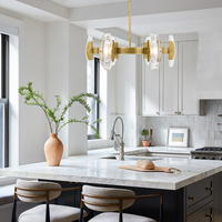 Lampe suspendue en verre en laiton de luxe créative moderne nordique de bonne qualité pour les lustres de restaurant hôtel centre commercial