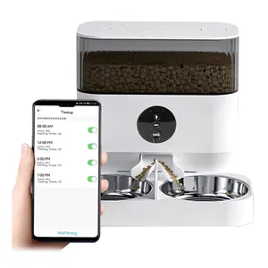 Custom Logo Tweeweg Splitter En Dubbele Kommen Machine Automatische Gevogelte Smart Feeder Pet Met App Voor Honden En katten