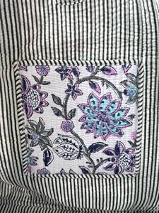 Handcrafted Floral Quilted Cotton <b>Lightweight</b> Eco-Friendly Foldable Open Top Tote <b>Bag</b> Ethnic Indian Block Print Large Capacity - Product Image 2
