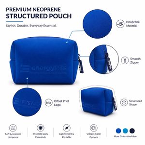 Pochette de maquillage promotionnelle en néoprène avec logo imprimé offset personnalisé, pochette cosmétique compacte pour les voyages, les soins de la peau et les accessoires - Product Image 3