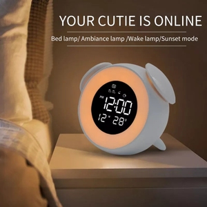 Lámpara de mesita de noche recargable por USB, ambiente, atardecer, despertador, simulación de amanecer, pantalla LED, despertador - Product Image 6