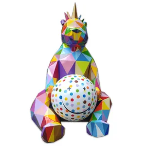 户外装饰几何大型树脂艺术抽象动物雕塑玻璃纤维泰迪熊雕塑