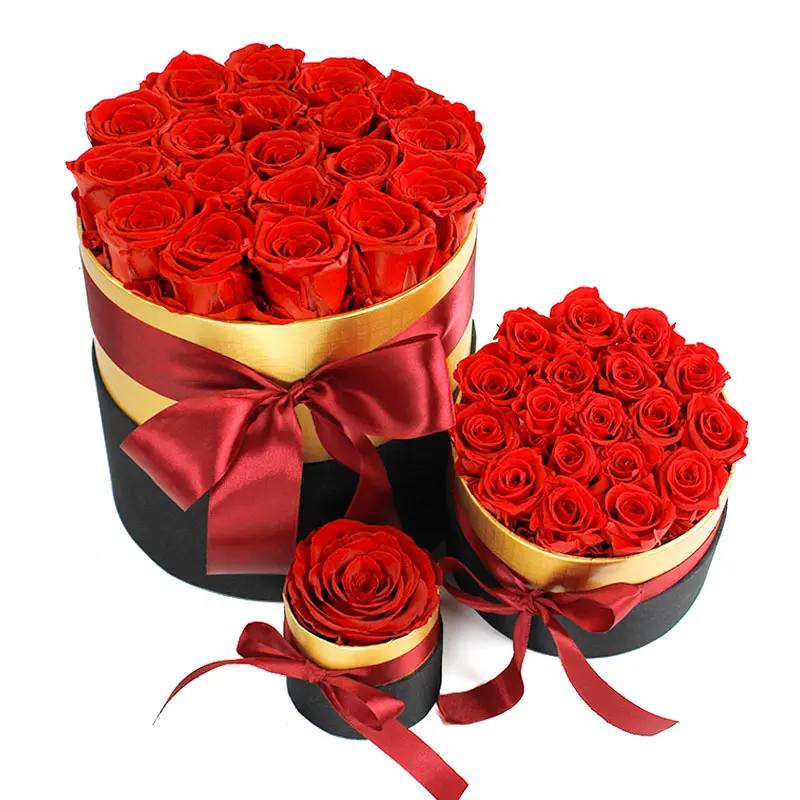 Wholesale decorative wedding eternal flower luxury gifts real touch customizable preserved roses in box