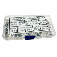 Kit de 200 diodes de redressement assorties (10 valeurs) : 1N5819, 1N5818, 1N5817, 1N4007, 1N4006, 1N4005, 1N4004, 1N4003, 1N4002, 1N4001