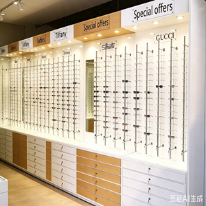 Meuble à lunettes en bois avec éclairage, pour lunettes de soleil, montures optiques et vitrines en verre, pour l'aménagement intérieur d'un magasin d'optique - Product Image 5