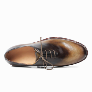 Bespoke Smoked Olive Patina Leather <strong>Shoes</strong> | High-Gloss Mirror Finish <strong>Men</strong> <strong>Tuxedo</strong> <strong>Shoes</strong> Real Leather Sole Italian Calfskin - Product Image 4