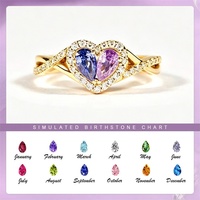 Bague pour femme en pierre naturelle en forme de cœur, style européen-américain, personnalisable, bijoux d'anniversaire sur mesure, directement du fabricant, 12 décembre