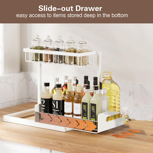 2-Tier Sliding <b>Under</b> Sink Organizer-Rustproof Metal Storage for Kitchen & Bathroom Cabinets for Cleaning Supplies - Product Image 5
