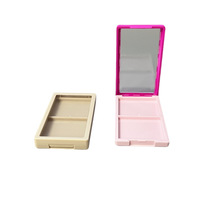 Palette de contour et d'illuminateur personnalisée à double compartiment, forme allongée, avec couvercle rabattable, en plastique ABS, étui vide pour emballage cosmétique