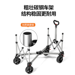 Bisina Camping <b>Trolley</b> <b>Foldable</b> 100kg Capacity Four Wheel Outdoor Picnic Travel Cart With Brake - Product Image 3