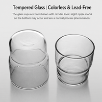 Gobelet en verre trempé empilable en gros, 220 ml, 300 ml, pour café, whisky, jus, eau, pour hôtel, café, usage domestique quotidien
