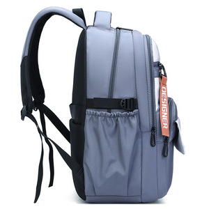 Large Capacity <b>Backpack</b> For <b>Men</b> Youth School Education 15 Inches Computer Compatible Gray Blue Solid Color Design - Product Image 2