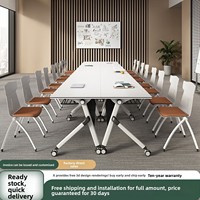 Table de conférence modulaire pliable et mobile HYZ-230X avec combinaison de chaises, design moderne, matériau MFC pour bureau et formation