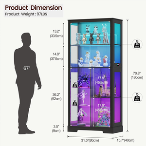 Vitrine d'exposition <span class=keywords><strong>de</strong></span> figurines en verre moderne, écologique, nouvelle conception, fabrication en usine, robuste, 4 compartiments, expositions - Product Image 3