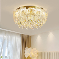 Lampe de plafond haut de gamme en cristal doré français pour salon et salle à manger, lampe de plafond artistique de luxe italienne