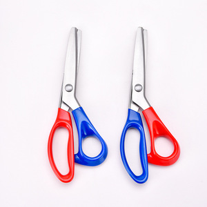 Stainless Steel Tailor Scissors Red And Blue Handles Serrated Blade For Fabric Craft Diy <b>Sewing</b> Use - Product Image 4