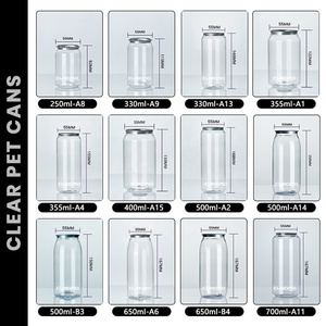 Cundao Custom Logo 500ml Transparent PET Plastic Soda <strong>Cans</strong> Beverage <strong>Cans</strong> Bottles Pull Ring Pet Jars With Easy Open Lid - Product Image 5