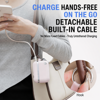 Batterie Li-Polymère 10000mAh Ultra Compacte 2-en-1 Chargeur Rapide Power Bank avec Câbles Intégrés Doubles et Écran LED