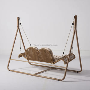 Muebles de ratán Jardín Loveseat Madera Pintada Doble Columpio - Product Image 4