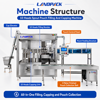 Machine automatique de remplissage et de bouchage de sachets souples pour détergent liquide avec bec verseur