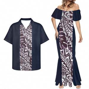 Conjuntos de ropa para parejas Ropa tribal Polinesia Samoan Fijian <span class=keywords><strong>Masi</strong></span> Tapa Estampado de flores Vestidos de cóctel personalizados Vestidos de fiesta <span class=keywords><strong>Sexy</strong></span> - Product Image 4