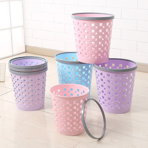 Square Ring Toss Plastic Trash Can 4L With <b>Lid</b> Indoor Waste <b>Bin</b> For Kitchen Office Storage Bucket Cylindrical Shape Pink Purple - Product Image 1