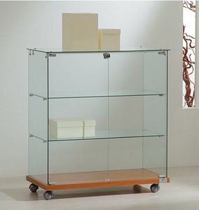 KEWAY özel ahşap cam vitrin ticari vitrinin tasarımı tam vizyon camlı vitrin dolabı <span class=keywords><strong>Slatwall</strong></span> ile geri - Product Image 6