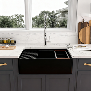 今日最佳交易高端玻璃纤维厨房水槽耐热易清洁表面低维护农家厨房水槽 - Product Image 5