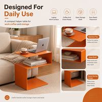 Table d'appoint moderne en métal en forme de S avec étagère ouverte pour ordinateur portable, café, collations et mobilier de salon pour petits espaces