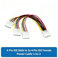 Câble répartiteur d'alimentation IDE, adaptateur 1 vers 3, alimentation électrique en cuivre à 4 broches grand format vers 3 sorties
