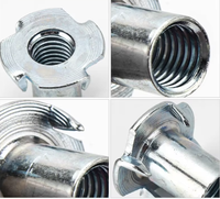 Écrou en T DIN1624 à 4 branches M3-M12 en acier au carbone SS304 316 zingué pour meubles en bois, écrou d'insertion aveugle OEM