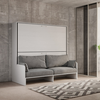 Lit superposé Murphy gain de place avec canapé, lit mural multifonctionnel moderne en bois, lit superposé pliable et dissimulé pour petit appartement