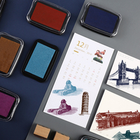 Tampon encreur pour enfants, mini, à séchage rapide, à base d'eau, non toxique, pour l'école, artisanat, avec logo personnalisé, 12 couleurs, palette pure, vente chaude