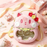 Sac bandoulière personnalisé en peluche avec fenêtre transparente pour affichage de badges anime, idéal pour les grossistes en marchandises