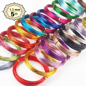 1.5mm 5m colorful Aluminum Soft Diy jewelry making craft wire Craft Anodized Aluminum Bonsai Wire for handicrafts