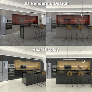 Baru paket datar lemari dapur biji-bijian kayu desain standar Australia lemari dapur suku cadang furnitur untuk dapur - Product Image 6