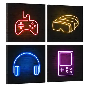 Çağdaş 4 adet yüksek kaliteli Video oyunları genç duvar Neon boyama