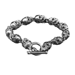 Pulsera de calavera estilo Gabber americano para pulsera Punk Vintage de plata Unisex, joyería de cobre de Hip-Hop audaz para chicos de moda - Product Image 2