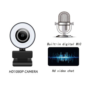 Mini <span class=keywords><strong>webcam</strong></span> à clipser avec anneau lumineux, caméra USB rechargeable Full HD 1080P pour les appels vidéo, les cours en ligne et le streaming en direct - Product Image 5