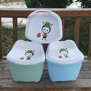 Taburete de almacenamiento portátil para niños, tipo cuadrado grande con tapa, taburete grueso para bebés para juguetes y necesidades diarias - Product Image 1