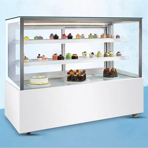 Cubierta de vidrio curvada comercial de alta calidad, escaparate de pasteles, luz LED, Enfriador de exhibición de Chocolate refrigerado con puerta de vidrio - Product Image 3
